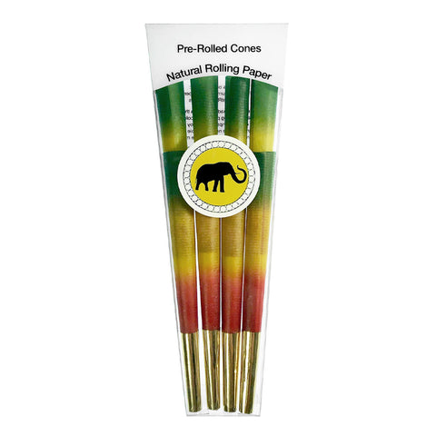 Elephant Brands - Designer Cones Rasta w/ Gold Tip (8pk/98mm)