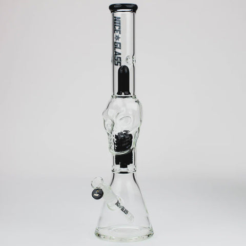 Nice Glass - Skull Beaker w/6-Arm Tree Perc (19") - Black
