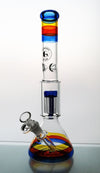 Gangster Glass - Striped Beaker with Tree Perc (13")