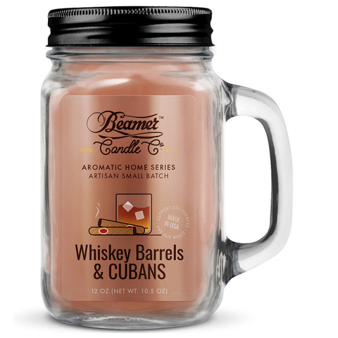 Beamer Candle Co. - 'Whiskey Barrels & Cubans' (12oz Mason Jar)