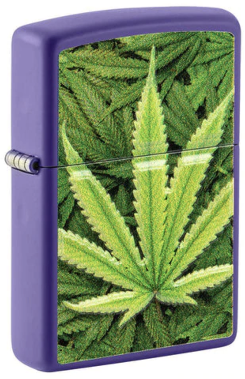 Zippo Lighter - Raised Cannabis Leaf (Purple)